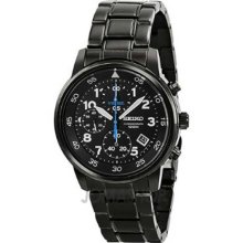 Men's Chronograph Black Stainless Steel Case and Bracelet Black Tone D