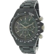 Men's Chronograph Plastic Resin Case and Bracelet Black Mother of