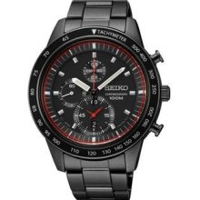 Men's Chronograph Stainless Steel Case and Bracelet Black Dial