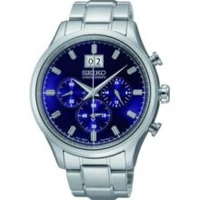 Men's Chronograph Stainless Steel Case and Bracelet Blue Tone Dial