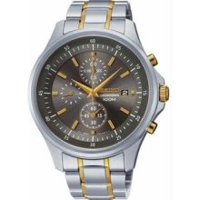 Men's Chronograph Two Tone Stainless Steel Case and Bracelet Gray