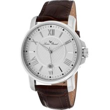 Men's Cilindro Silver Dial Brown Genuine Leather ...