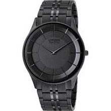 Men's Citizen Eco-Drive Stiletto Black IP Watch with Black Dial (Model: AR3015-53E) citizen