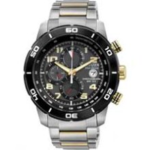 Men's Citizen Eco-Drive Primo Chronograph Watch with Black Dial