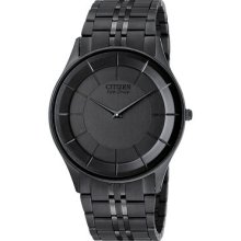 Mens Citizen Eco Drive Stiletto Watch in Black Stainless Steel (AR3015-53E)