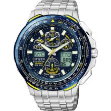 Mens Citizen Eco Drive Blue Angels Skyhawk A.T Watch in Stainless Steel with Blue Ion (JY0040-59L)