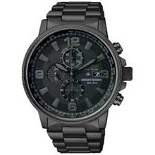 Men's Citizen Eco-Drive Nighthawk Black IP Stainless Steel Chronograph Watch (Model CA0295-58E) citizen