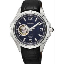 Men's Coutura Automatic Stainless Steel Case Navy Blue Dial Leather St