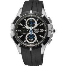 Men's Coutura Stainless Steel Case Alarm Chronograph Black Dial Rubber
