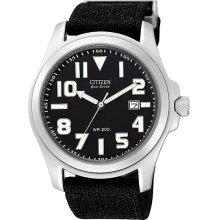 Men's Eco-Drive 180 Stainless Steel Black Dial Strap