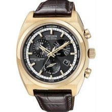Men's Eco-Drive Calibre 8700 Gold Tone Stainless Steel Case Black