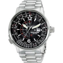 Men's Eco-Drive NightHawk Black Dial Pilot Flight Watch