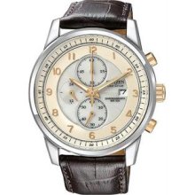 Men's Eco-Drive Stainless Steel Case Chronograph Champagne Dial Date