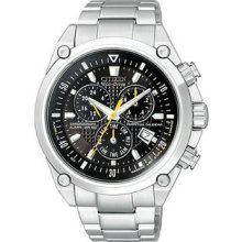 Men's Eco-Drive Stainless Steel Perpetual Calendar Alarm Chronograph