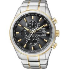 Men's Eco-Drive Two Tone Stainless Steel Case and Bracelet Radio