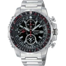 Men's Flight Master Alarm Chronograph Black Dial Pilot Watch