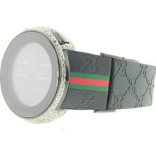 Mens Full Casing Black Pvd Ya114207 Custom Digitai Gucci White Diamond Watch 5ct