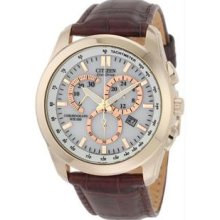 Men's Gold Tone Stainless Steel White Dial Eco-Drive Chronograph