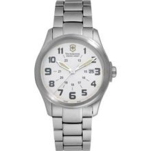 Men's Infantry Vintage Stainless Steel Case and Bracelet White Tone