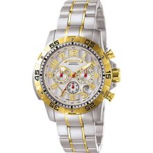 Mens Invicta 7196 Signature Sport Chronograph Two Tone Silver Dial Watch