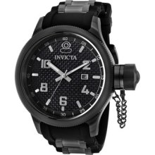 Men's Invicta Russian Diver Black Carbon Fiber Dial Rubber Strap Date Watch