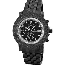 Mens Just bling 0.16 CT Round Diamond Eclipse watch JB-6114-E BLACK CASE