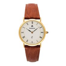 Mens Kremena Gold-pltd Case Lthr Band White Dial Swiss Watch