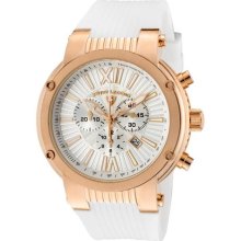 Men's Legato Cirque Silver Dial Rose Gold Tone IP Case White Sili ...