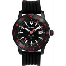 Men's Marine Star Stainless Steel Case Black Dial Rubber Strap