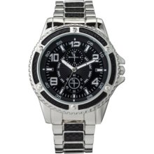 Men's Merona Silver and Black Textured Bracelet Watch