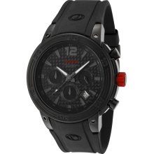 Men's Mission Chronograph Black Carbon Fiber Dial Black Silicon