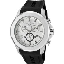 Men's Monte Carlo Chronograph White Textured Dial Black Silicone ...