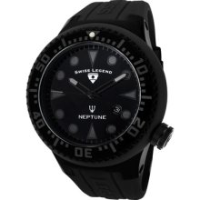 Men's Neptune Black Dial Black IP Case Black Silicone ...