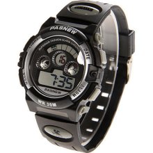 mens new Pasnew black & gray digital/analog watch silicone band