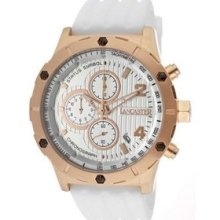 Men's OLA0373BN Chronograph Silver Textured Dial White Silicone