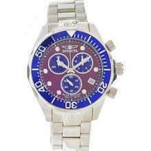 Men's Pro Diver Stainless Steel Case and Bracelet Purple Dial