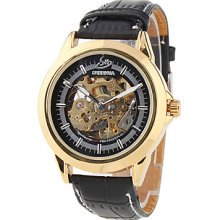 Men's PU Analog Mechanical Wrist Watch 9262 (Black)