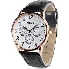 Men's PU Analog Quartz Watch Wrist (Black)