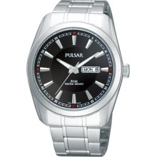 Mens Pulsar Stainless Steel Black Dial Watch