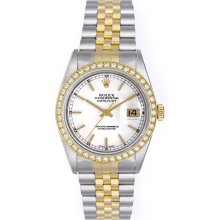 Men's Rolex Datejust 2-Tone Steel & Gold Watch 16233 White Dial