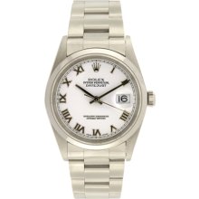 Men's Rolex Datejust Stainless Steel Watch 16200 White Roman Dial