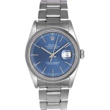 Men's Rolex Datejust Stainless Steel Watch 16200 Blue Dial