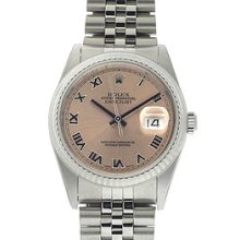 Men's Rolex Datejust Steel/Gold 2-Tone Watch 16234 Salmon Roman Dial