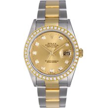 Men's Rolex Datejust Watch 2-Tone Steel & Gold 16233 Champagne Dial