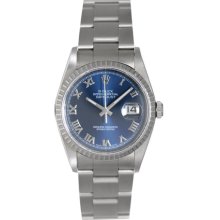 Men's Rolex Datejust Watch 16220 Stainless Steel Blue Dial