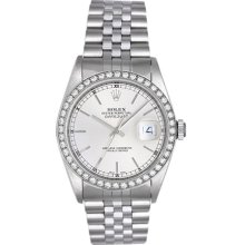 Men's Rolex Datejust Watch 16234 Silver Dial Diamond Bezel