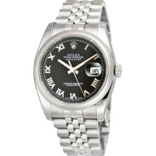 Mens ROLEX Oyster Watch Perpetual Datejust Black Dial