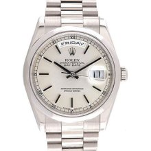 Men's Rolex President Day-Date Watch 118206 Silver Dial