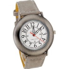 Men's Round Case PU Strap Watch(White)