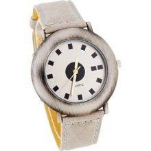 Men's Round Leather Strap Watch (Black)
